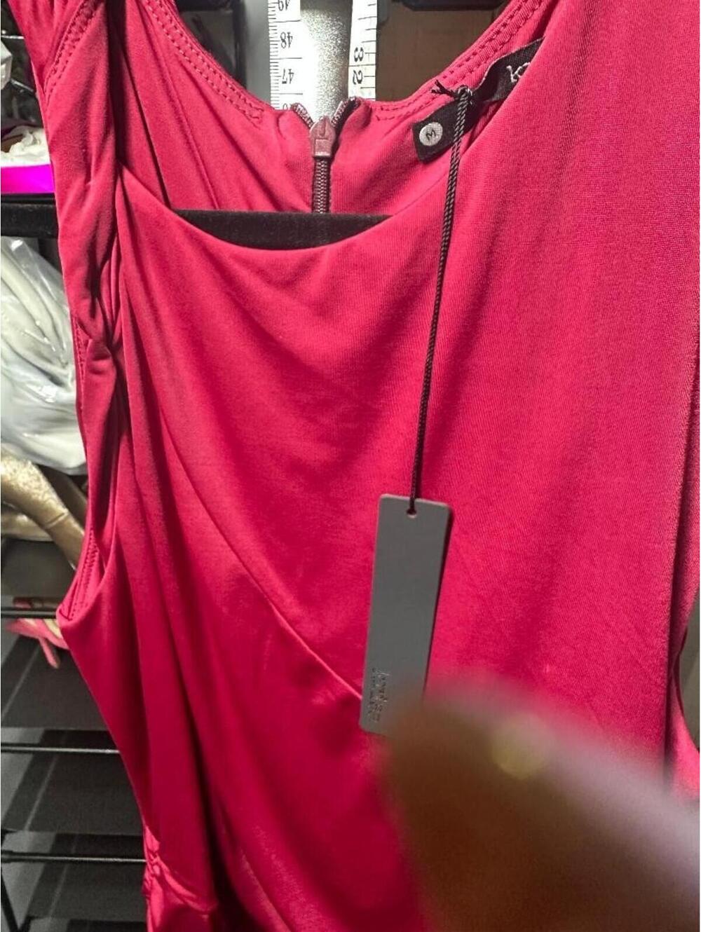 Krisa Red Draped Maxi Dress Medium Sleeveless Ruched Side Elegant Formal Evening - Picture 4 of 6